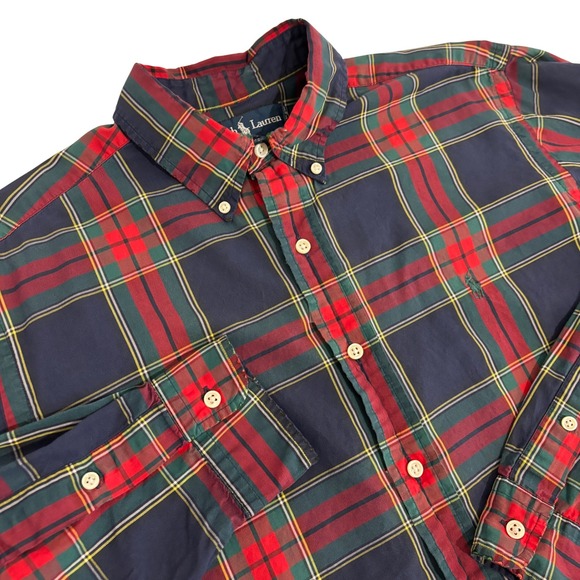 Ralph Lauren Other - Ralph Lauren Button Down Mens L Red Black Plaid Classic Fit Cotton Long Sleeve